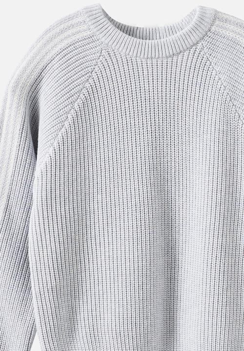 Cotton On - Blake Knit Crew - Grey Marle/Vanilla Stripe