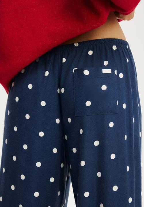 Cotton On - Cloud soft flannel wide leg pant - lisa spot steely blue/white
