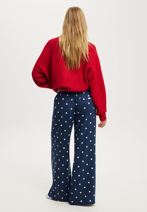Cotton On - Cloud soft flannel wide leg pant - lisa spot steely blue/white