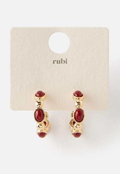 Rubi - Mid hoop earring - up gold trinket stone hoop