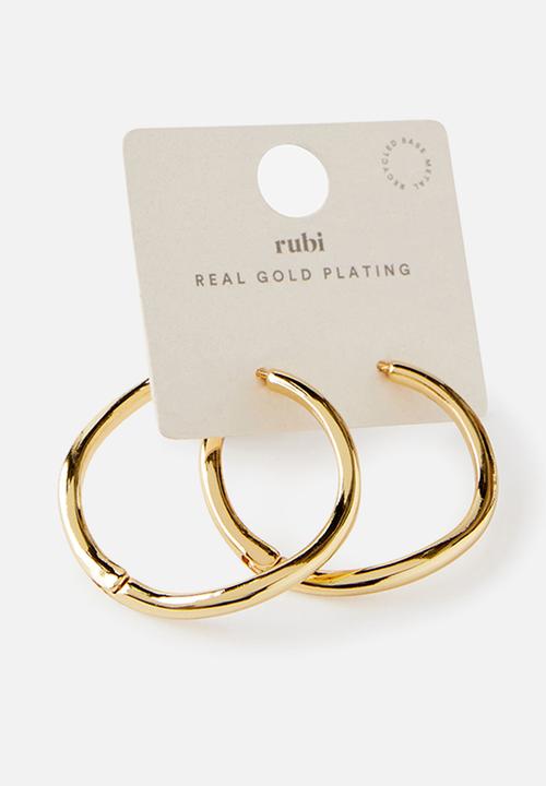Rubi - Large hoop earring - gold plated irregular thin hoop