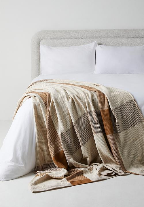 Haven & Earth  - Protea Bed Throw - Leather/Bone