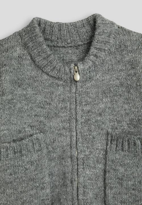 Pop Candy - Woollen zip-up jersey - grey