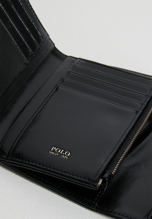 POLO - Jacquard trifold purse - black