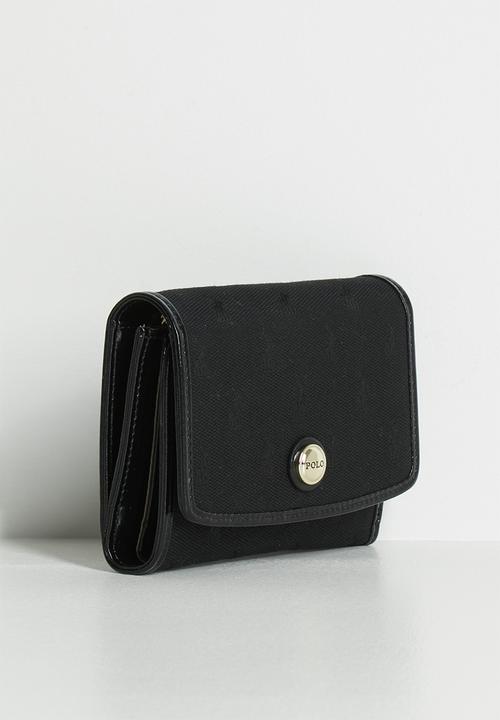 POLO - Jacquard trifold purse - black