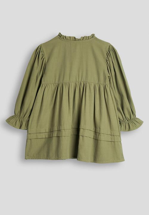 Pintucked smock dress - green