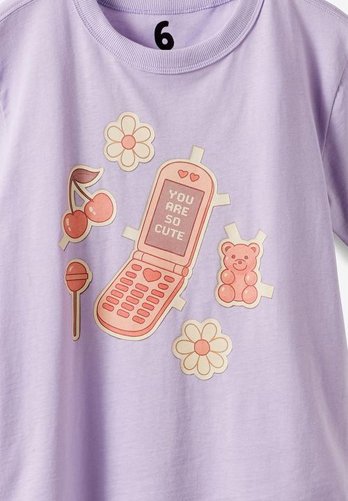 Cotton On - Essential Short Sleeve Graphic Tee - Vintage Lilac/You Are So Cute