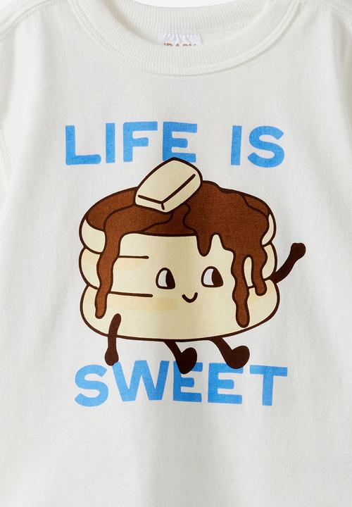 Cotton On - Bobbi Short Sleeve Graphic Tee - Vanilla/Life Is Sweet