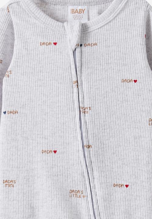 Cotton On - Organic Pointelle Zip Romper - Snow Marle/Dada'S Mini