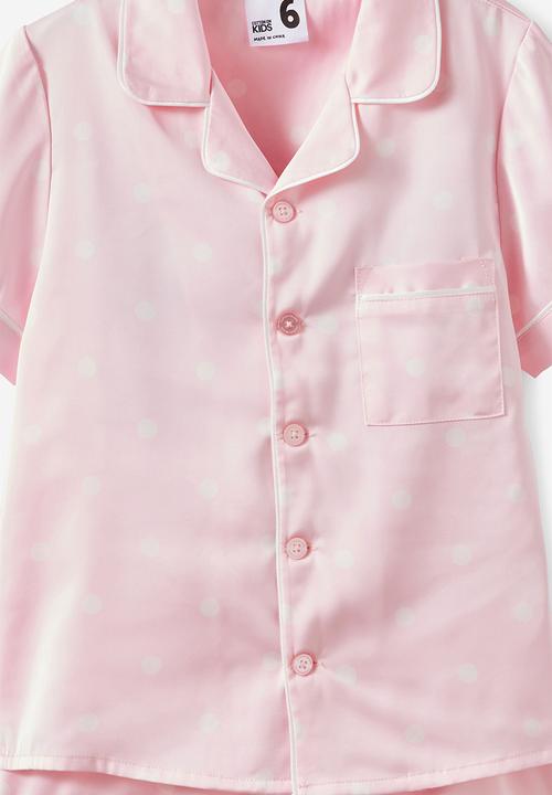 Cotton On - Lullaluxe Short Sleeve Pj Set - Tea Party Pink/Aria Spot