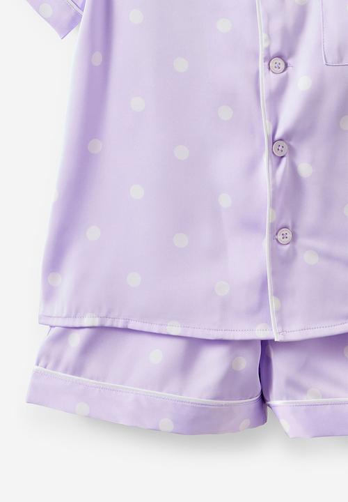 Cotton On - Lullaluxe Short Sleeve Pj Set - Vintage Lilac/Aria Spot
