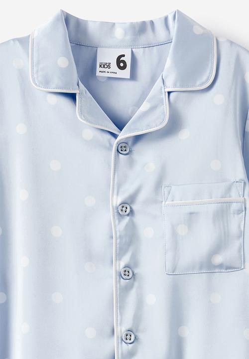 Cotton On - Lullaluxe Short Sleeve Pj Set - Ice Blue/Aria Spot