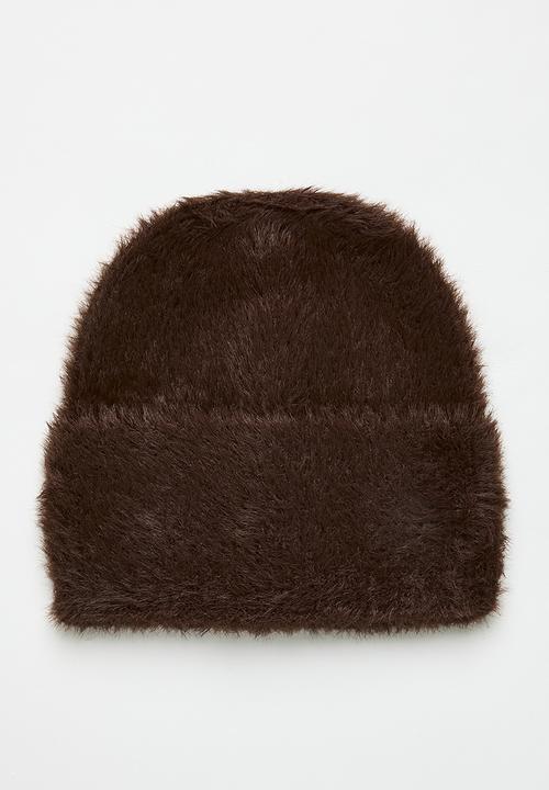 Tessa Design - Capri Fluffy Turn Up Beanie - Brown