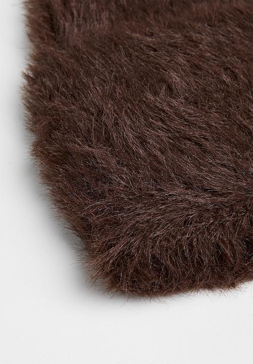 Tessa Design - Capri Fluffy Turn Up Beanie - Brown