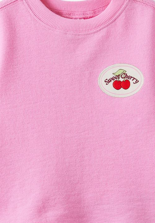 Cotton On - Tyla Knit Tee - Strawberry Milk/Sweet Cherry