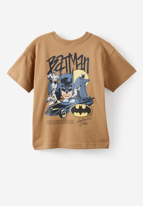 Cotton On - Licensed Drop Shoulder Short Sleeve Tee -  Lcn Wb Washed Stone/Batmobile