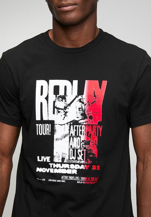 Replay - Maxi Print T-shirt - Black/Red