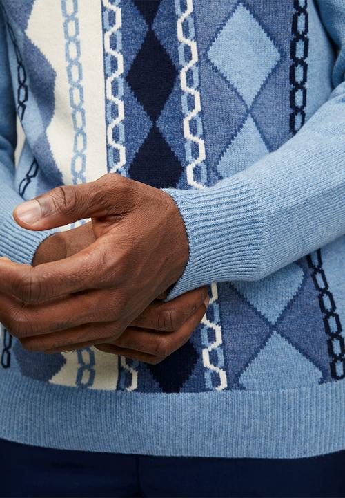 Pringle of Scotland - Nick Lambswool Argyle Knitwear - Blue