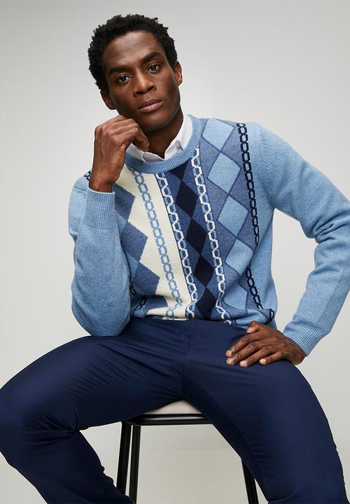 Pringle of Scotland - Nick Lambswool Argyle Knitwear - Blue