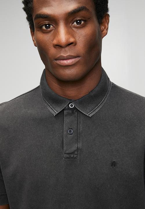 Replay - Marble Dyed Cotton Piquet Polo- Black