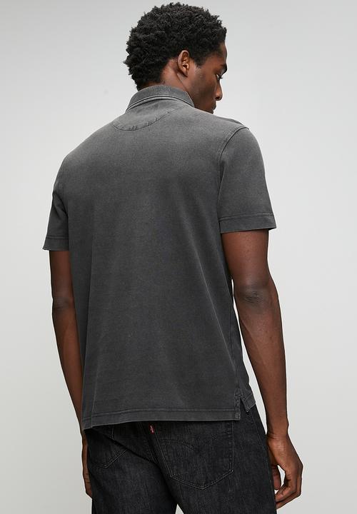 Replay - Marble Dyed Cotton Piquet Polo- Black