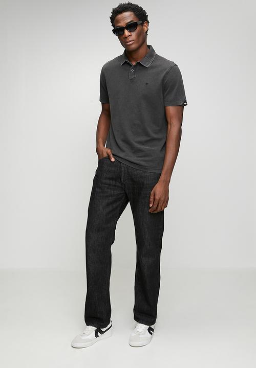 Replay - Marble Dyed Cotton Piquet Polo- Black