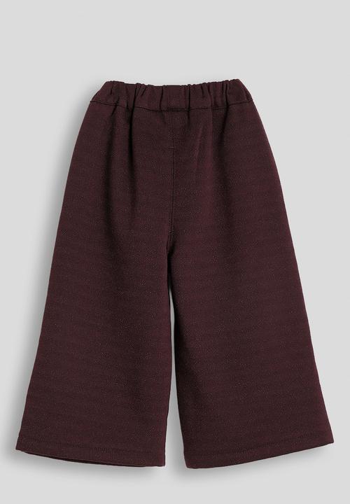 Pop Candy - Metallic melange wide leg pants - wine red