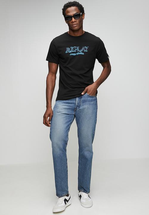 Replay - Graphic Print T-shirt - Black/Blue