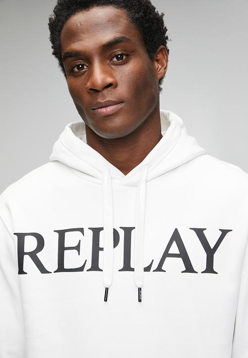 Replay - Brushed Fleece Hoodie - White/Black