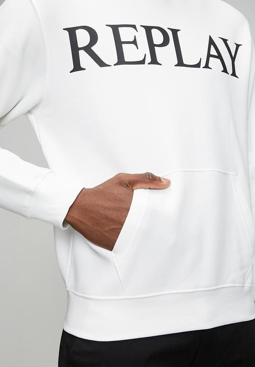 Replay - Brushed Fleece Hoodie - White/Black
