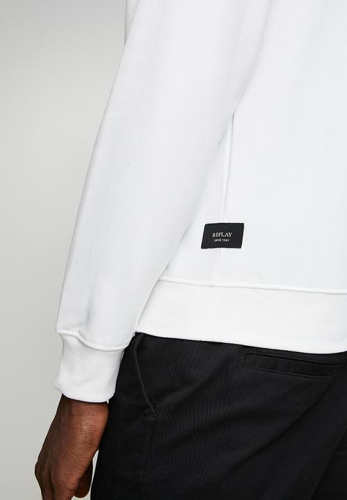 Replay - Brushed Fleece Hoodie - White/Black