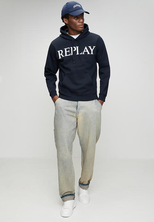 Replay - Brushed Fleece Hoodie - Navy 