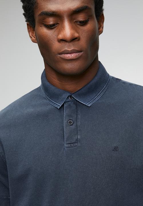 Replay - Marble Dyed Cotton Piquet Polo- Navy