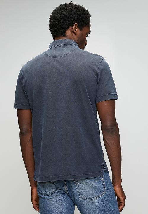 Replay - Marble Dyed Cotton Piquet Polo- Navy