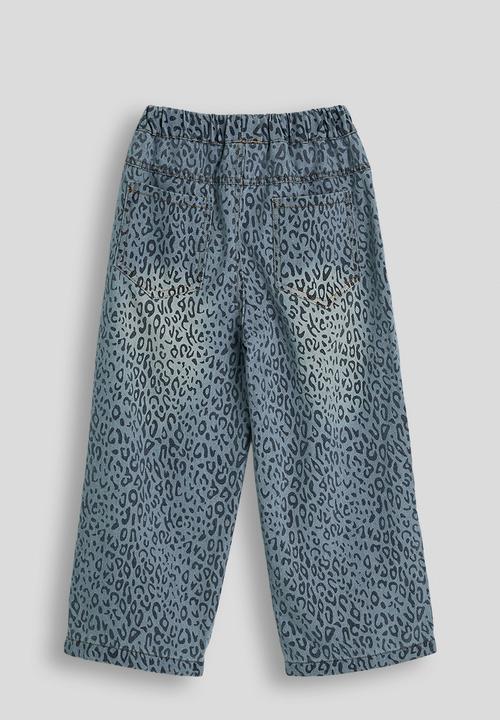 Pop Candy - Leopard print wide leg jeans - light blue