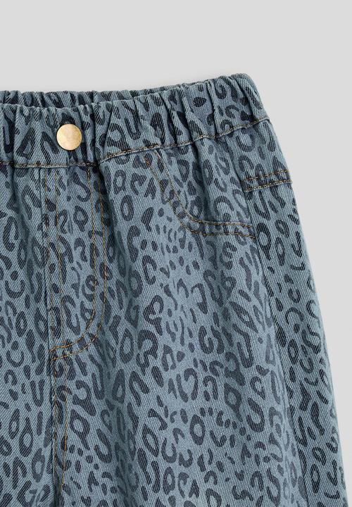 Pop Candy - Leopard print wide leg jeans - light blue