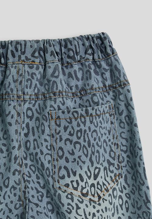 Pop Candy - Leopard print wide leg jeans - light blue