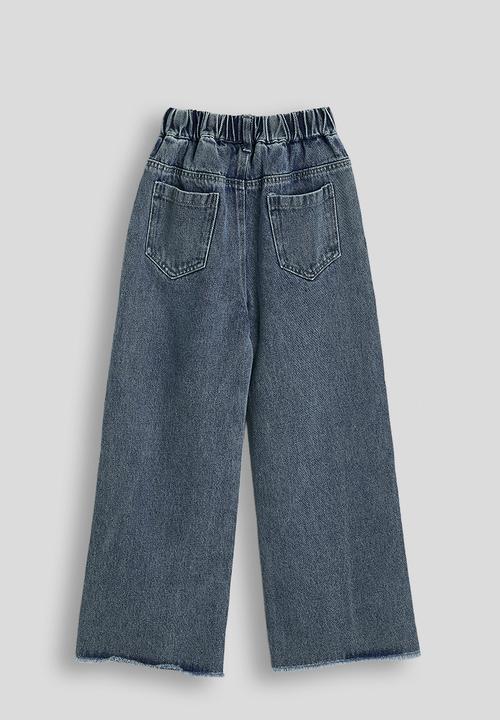 Pop Candy - Raw hem wide leg jeans - blue