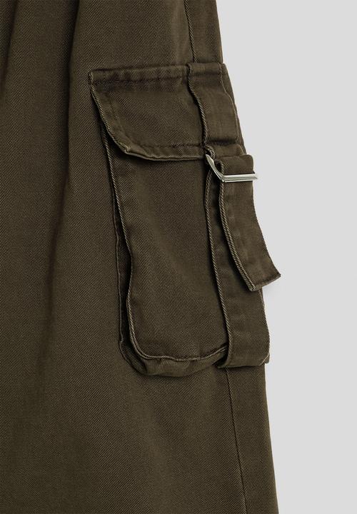 Pop Candy - Wide leg cargo pants - brownish green