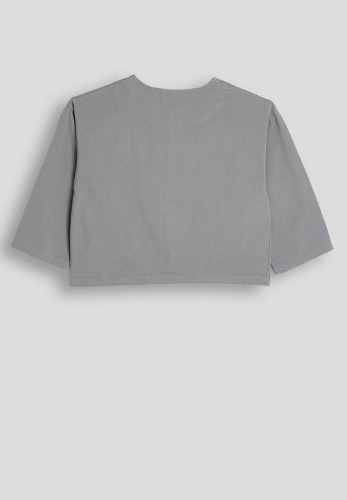 Pop Candy - Cropped collarless co-ord jacket - granite