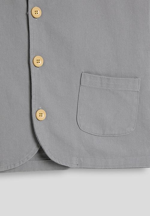 Pop Candy - Cropped collarless co-ord jacket - granite