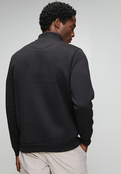 Brave Soul - Quarter Zip Funnel Neck Sweatshirt - Jet Black