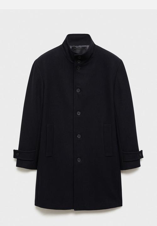 MANGO - Wool blend  Funnel Neck Coat - midnight navy