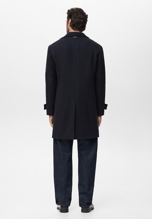 MANGO - Wool blend  Funnel Neck Coat - midnight navy