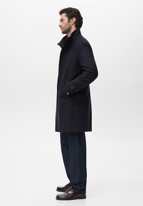 MANGO - Wool blend  Funnel Neck Coat - midnight navy