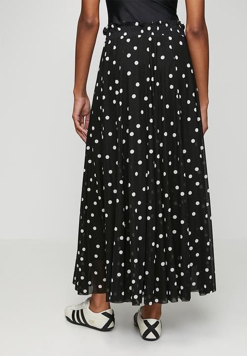 Me&B - Panelled Lined Mesh Skirt - Black