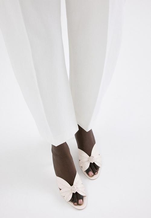 MANGO - Flower open toe mule - light beige