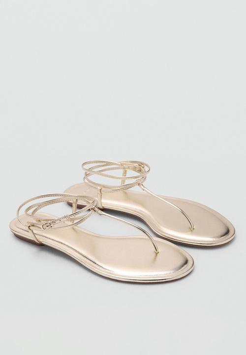 MANGO - Mina t-bar post ankle strap - gold