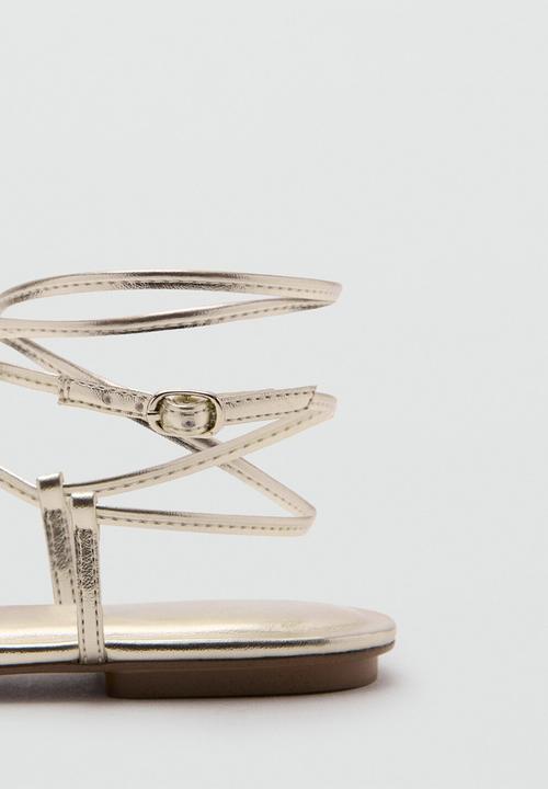 MANGO - Mina t-bar post ankle strap - gold