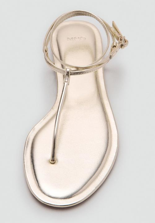 MANGO - Mina t-bar post ankle strap - gold